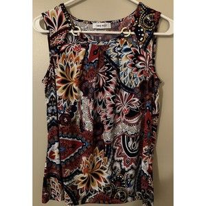 Nine West Women's Blouse Sleeveless Multicolor Floral Size Small